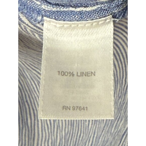 J. Jill Love Linen Essential Shirt Blue Stripe Button Front Women's Top Size XL - Picture 6 of 7